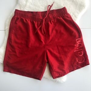Red Calvin Klein Shorts/ Board Shorts Swim